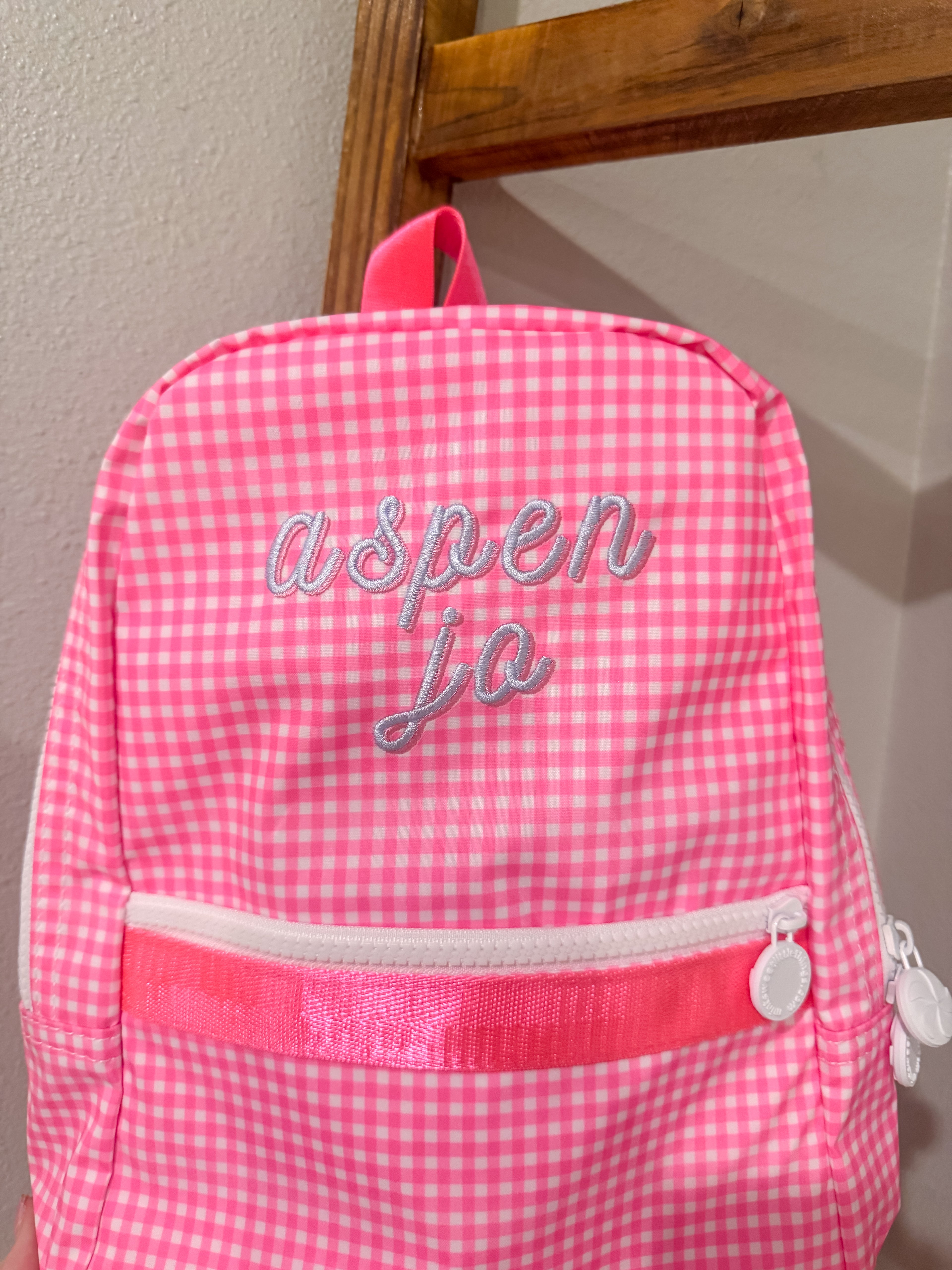 Flamingo ~Glossy~ Small & Medium Backpack w/ Pockets- Embroidered