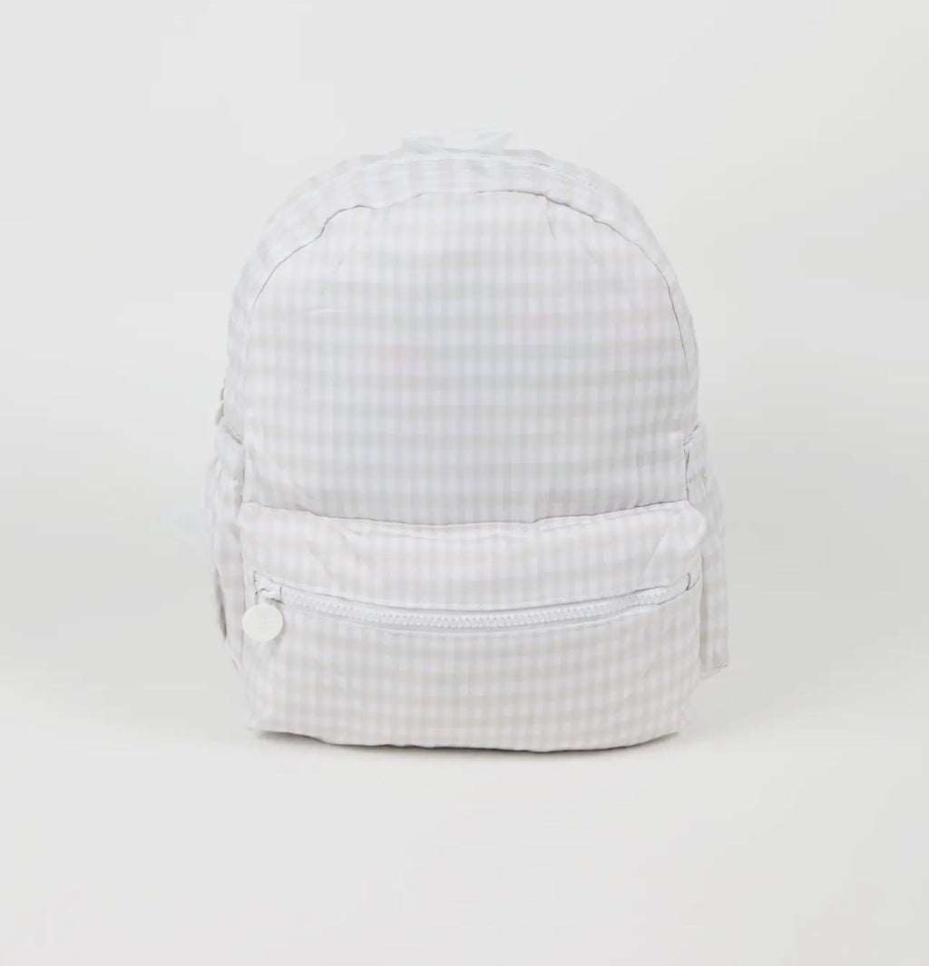 Tan Gingham Nylon Backpack Toddler & Full Size