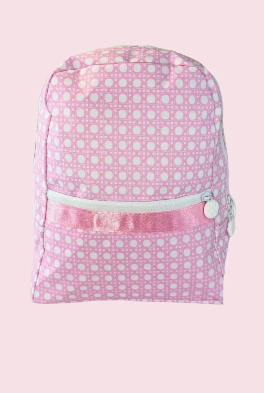 Pink Bungalow ~Glossy~ Small & Medium Backpack w/ Pockets- Embroidered