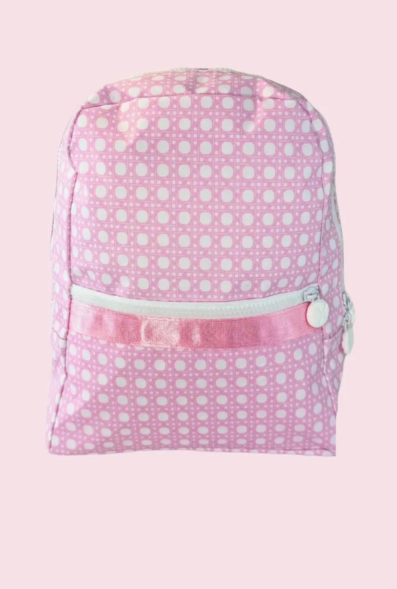 Pink Bungalow ~Glossy~ Small & Medium Backpack w/ Pockets- Embroidered