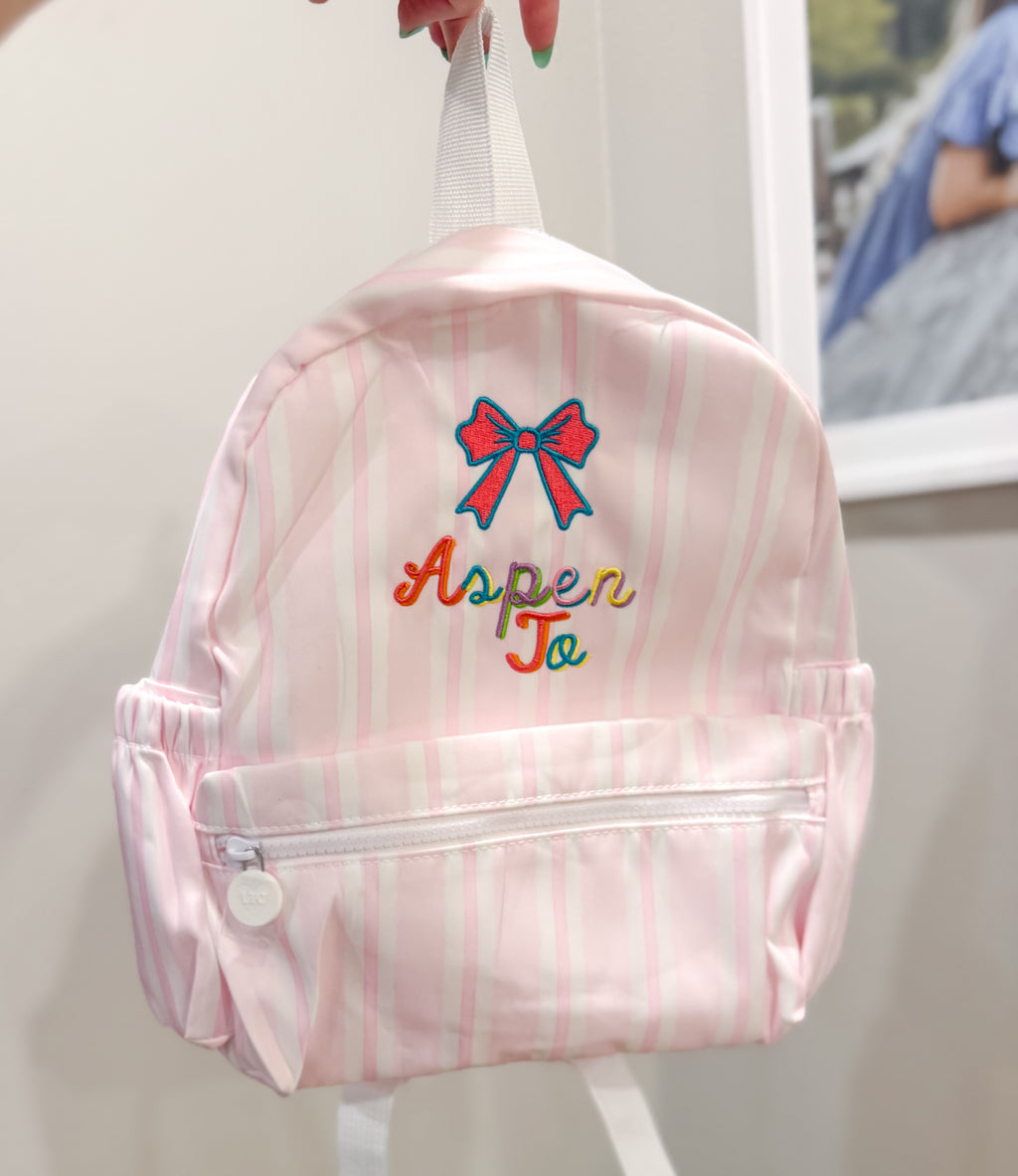 Pink Striped Nylon Backpack Toddler & Full Size