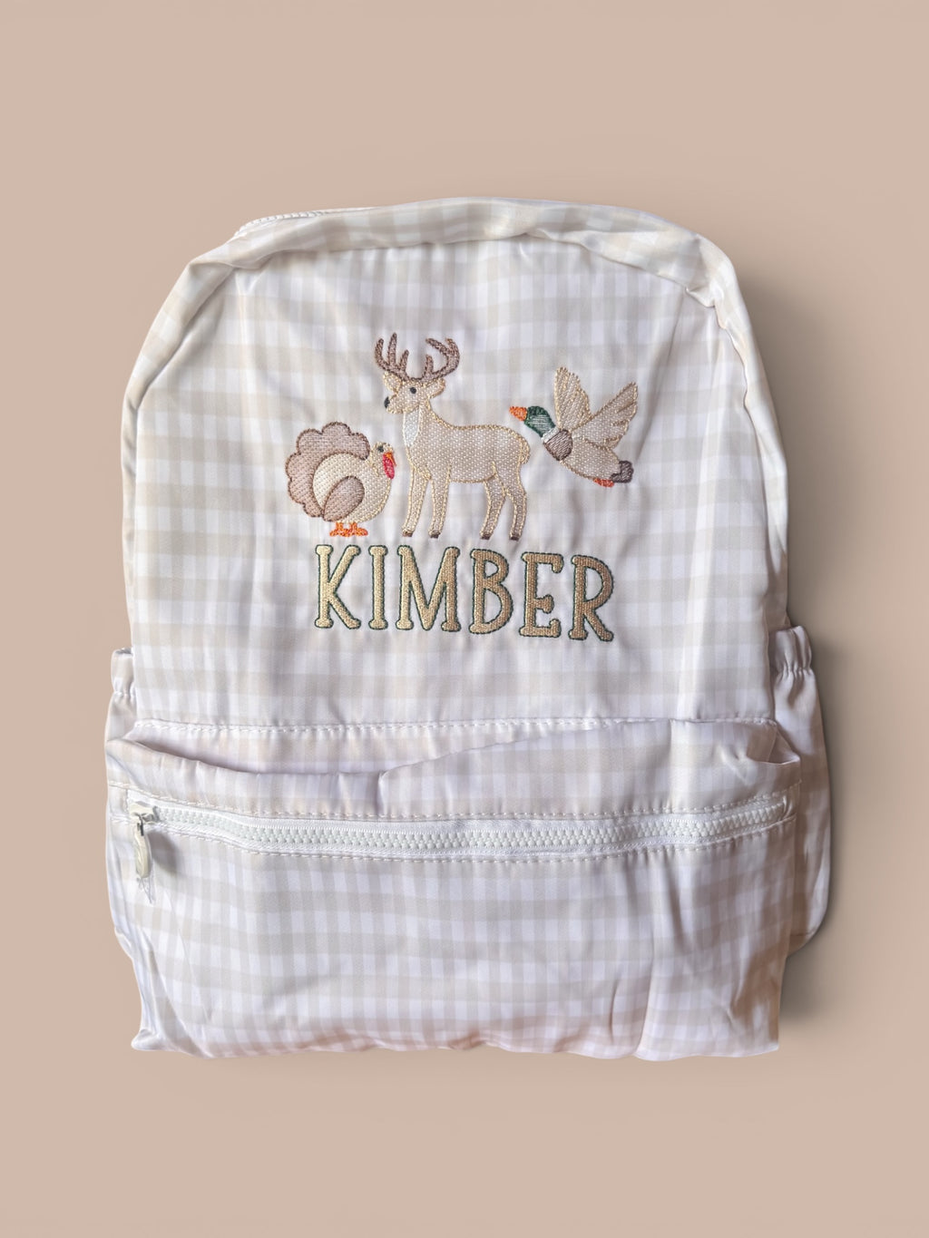 Tan Gingham Nylon Backpack Toddler & Full Size
